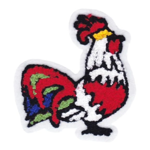 Chenille Cock Chicken Rooster Patch (10cm)