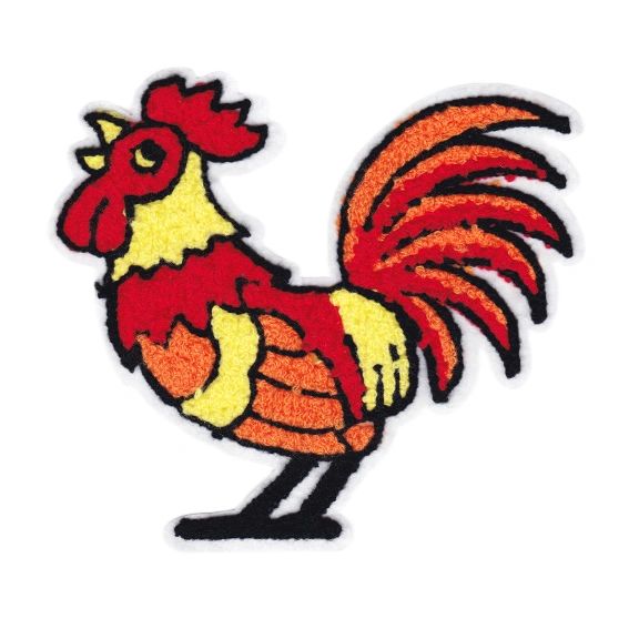 XL Chenille Cock Chicken Rooster Patch (18cm x 16cm)