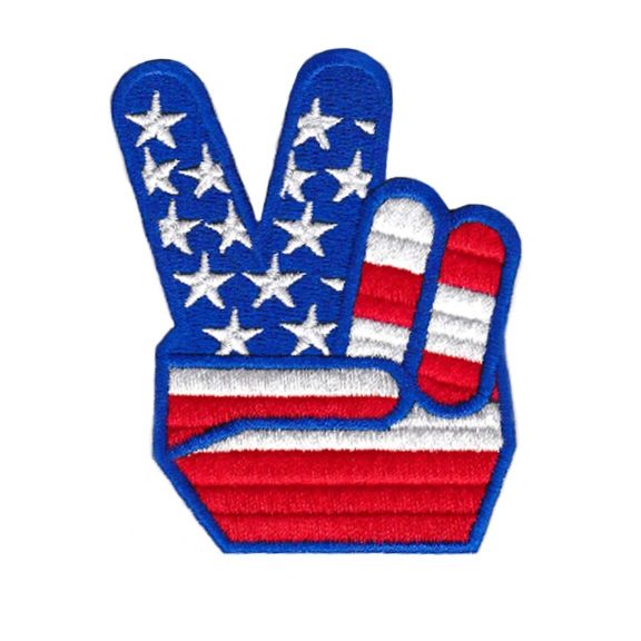 Cool Vintage Style Peace Fingers American Flag Patch 8cm