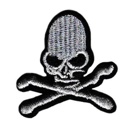 Small Shiny Silver Skull Patch 5cm