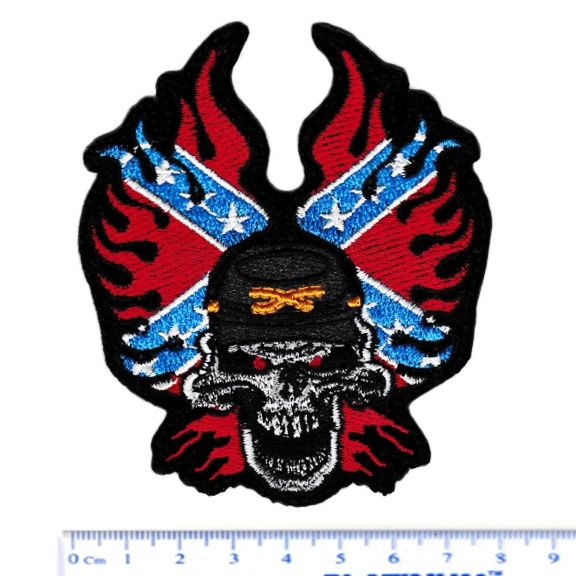 Large Rebel Skull Biker Patch 11cm