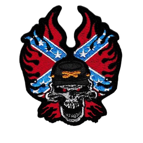 Large Rebel Skull Biker Patch 11cm