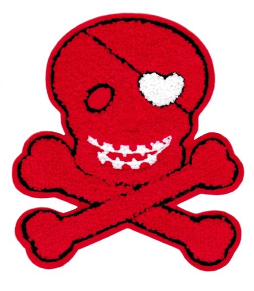 XL Extra Large Chenille Red Skull Patch 17cm