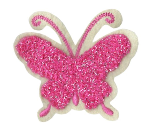 Cute Chenille Pink Butterfly Patch 8.5cm