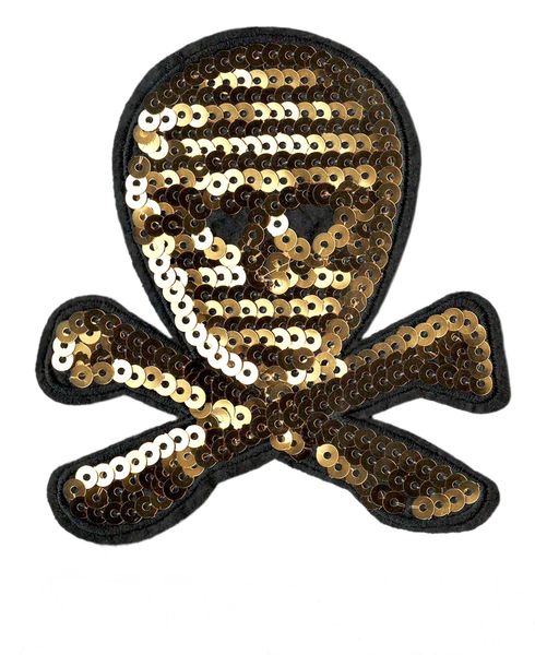 Cool Gold Sequins Skull Patch 10.5cm