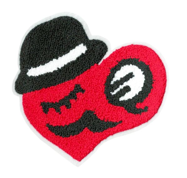 Chenille Heart Smiley Face Patch 17cm