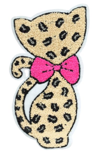 Adorable Chenille Leopard Kitty Cat Patch XXL Extra Large 22cm Applique