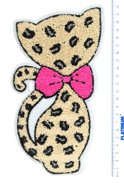 Adorable Chenille Leopard Kitty Cat Patch XXL Extra Large 22cm Applique ...