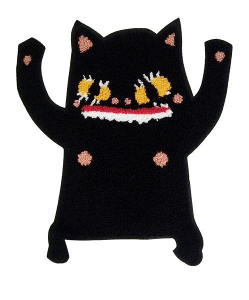 Adorable & Scary Chenille Kitty Cat Patch XXL Extra Large 28cm Applique