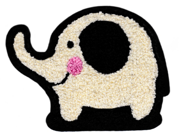 Adorable Chenille Elephant Patch XL Extra Large 13cm Applique