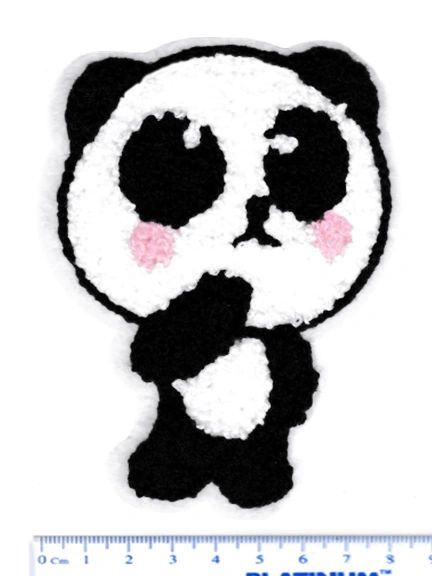 Adorable Chenille Panda Patch Large 11cm Applique