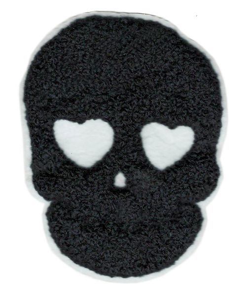 Cool Chenille Black Skull Patch 10cm Applique