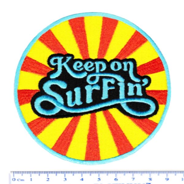 Vintage Style 70s 80s Hawaii California Surf Surfing Keep On Surfin Patch 8cm Smart 