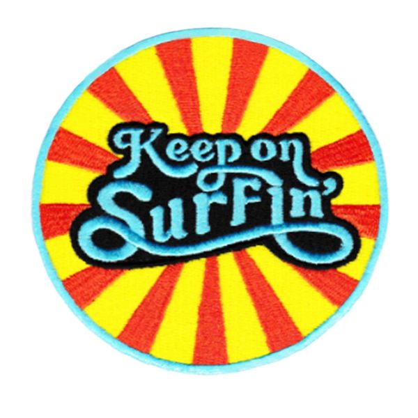 Vintage Style 70's 80's Hawaii California Surf Surfing "Keep on Surfin'" Patch 8cm