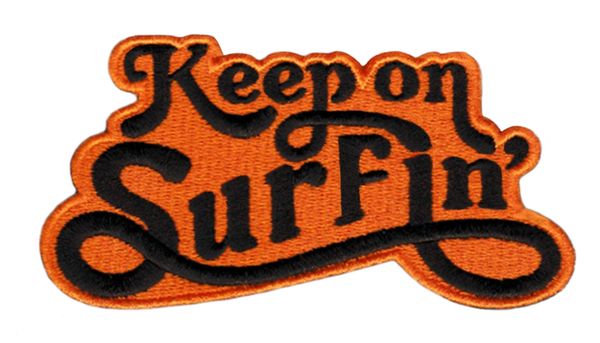 Vintage Style 70's 80's Hawaii California Surf Surfing "Keep on Surfin'" Patch 11cm Applique