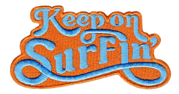Vintage Style 70's 80's Hawaii California Surf Surfing "Keep on Surfin'" Patch 11cm Applique