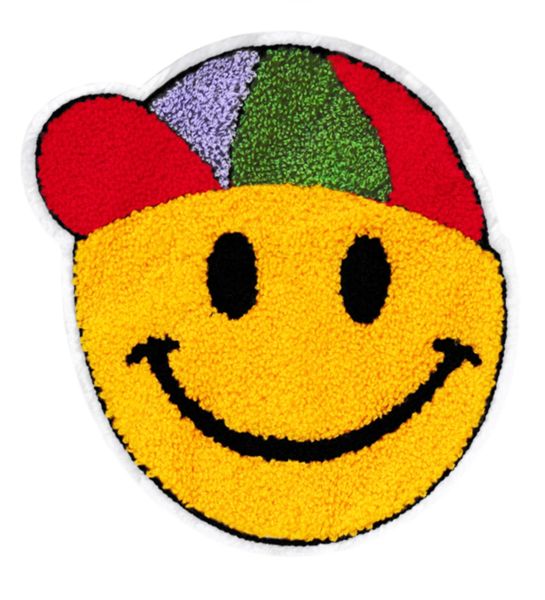 Chenille Smiley Face & Hat Patch 20cm Applique
