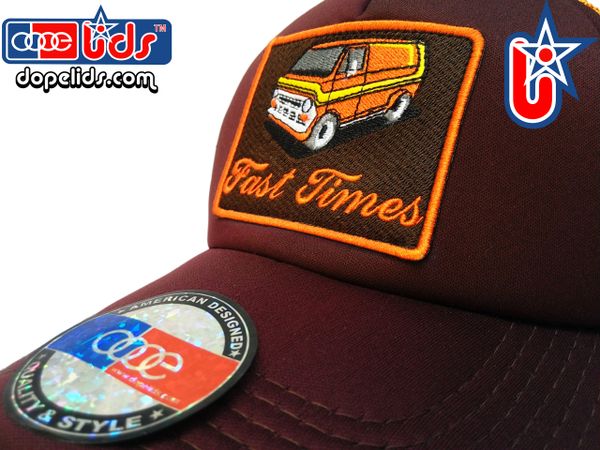 smartpatches Truckers Custom 70's Van Trucker Hat Curved Bill (Cinnamon & Orange)