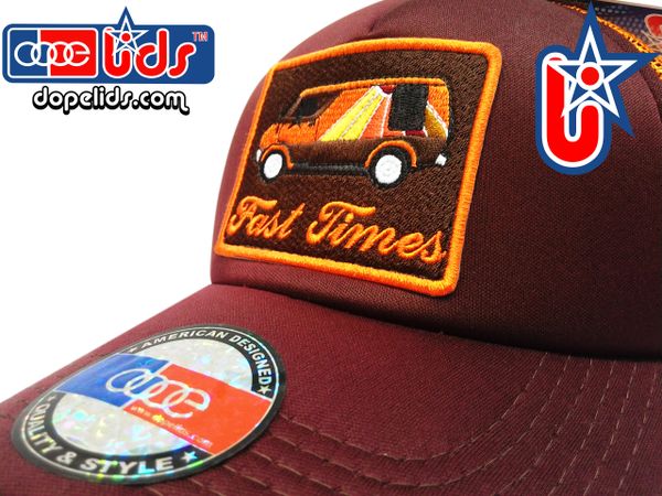 smartpatches Truckers Custom 70's Van Trucker Hat Curved Bill (Cinnamon & Orange)