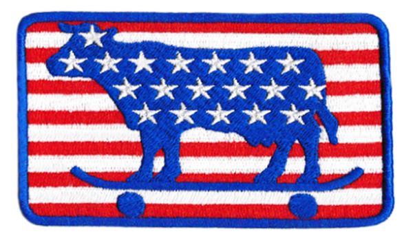 USA Skater Cow Skater Patch 10cm x 6.5cm (Many Stars) 4 inch