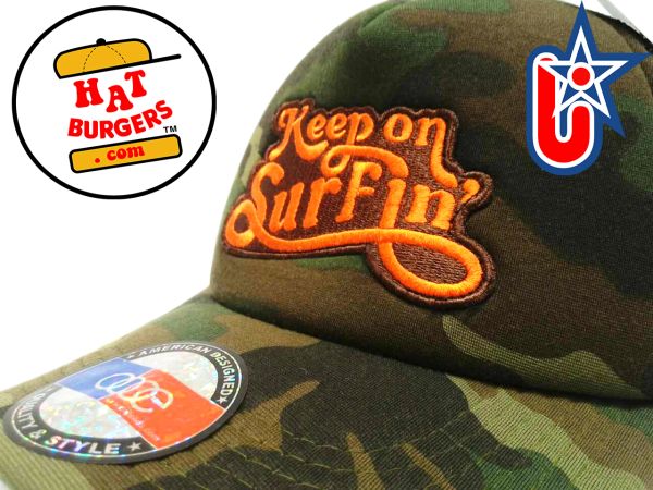 smartpatches Truckers Keep on Surfin Surfing Trucker Hat Curved Bill (Camo)