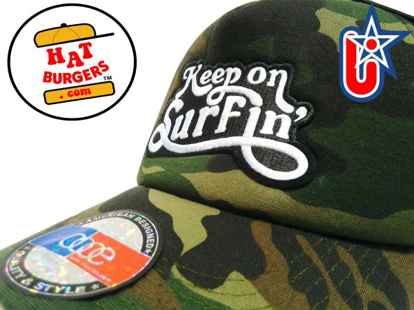 smartpatches Truckers Keep on Surfin Surfing Trucker Hat Curved Bill (Camo)