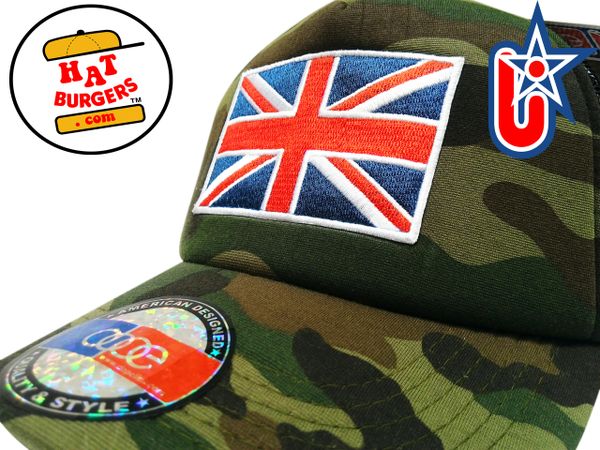 smartpatches Truckers British Flag Union Jack Trucker Hat Curved Bill (Camo)