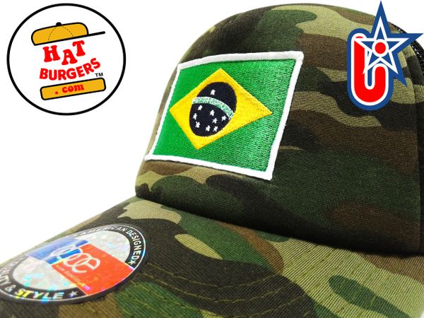 smartpatches Truckers Brazil Brazilian Flag Trucker Hat Curved Bill (Camo)