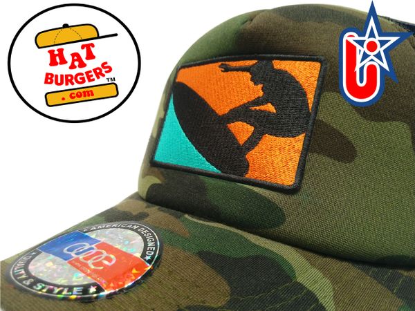 smARTpatches Truckers Sunny Surfer Surfing Trucker Hat Curved Bill (Camo)