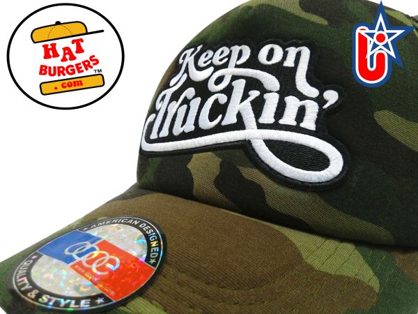 smARTpatches Truckers Keep on Truckin Trucker Hat Curved Bill (Camo)