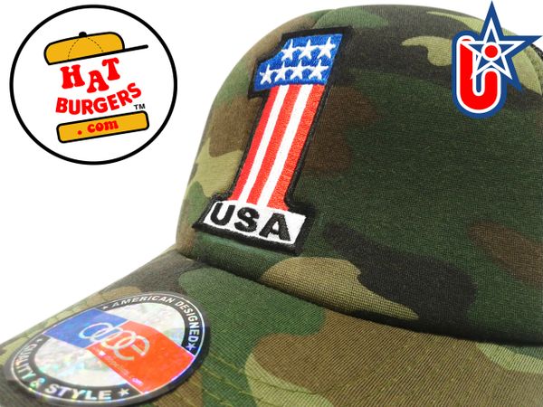 smARTpatches Truckers USA 1 Trucker Hat Curved Bill (Camo)