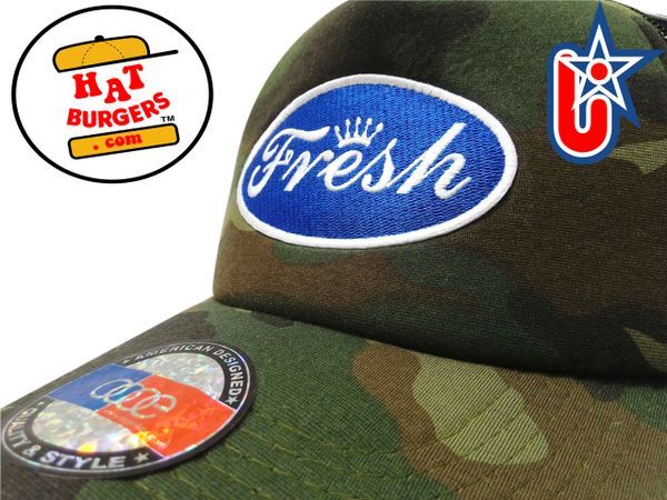 smARTpatches Truckers "Fresh" Trucker Hat Curved Bill DJ Hip Hop (Camo)