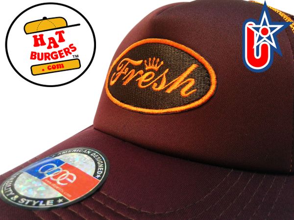smARTpatches Truckers "Fresh" Trucker Hat Curved Bill DJ Hip Hop (Cinnamon & Orange)