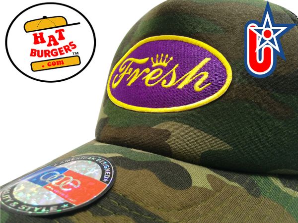 smARTpatches Truckers "Fresh" Trucker Hat Curved Bill DJ Hip Hop (Camo)