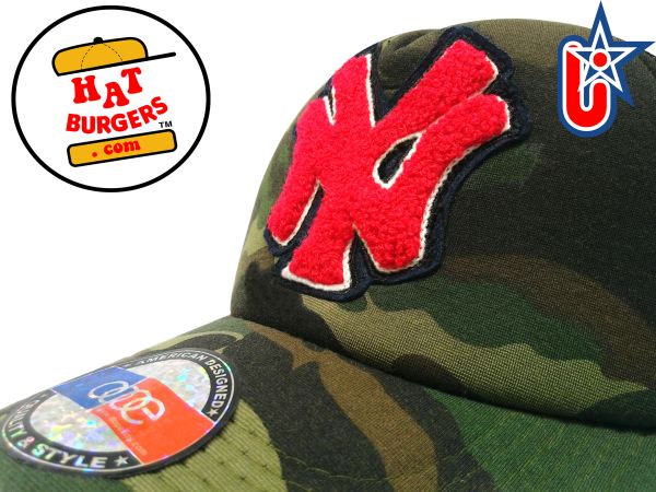 smARTpatches Truckers Chenille NY New York Trucker Hat Curved Bill (Camo)