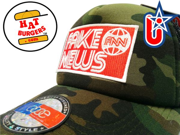 smARTpatches Truckers "Fake News" Trucker Hat Curved Bill (Camo)