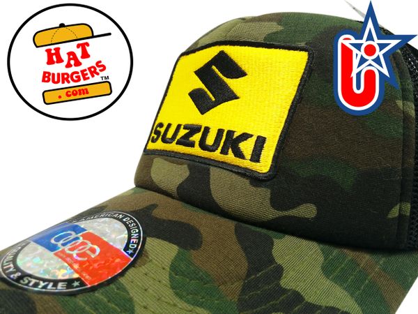 smARTpatches Truckers Vintage Style Motorcycle Suzuki Trucker Hat (Camo)