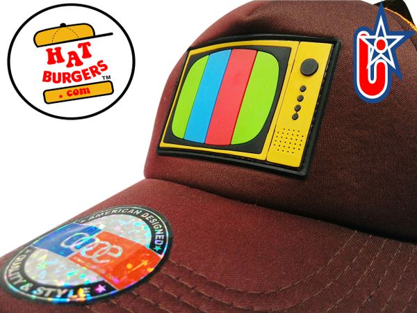 smARTpatches Truckers Vintage Style Retro TV Television Trucker Hat Curved Bill PVC Rubber Logo (Cinnamon & Orange)