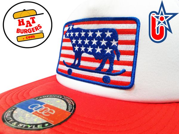 smARTpatches Truckers USA American Skater Cow Trucker Hat (Multi Star - Red/White/Blue)