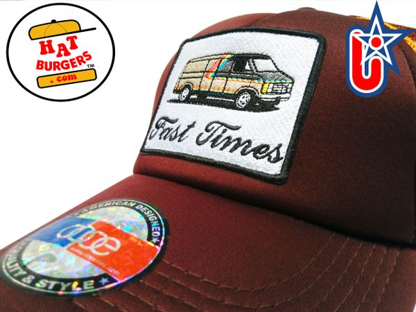 smARTpatches Truckers "Fast Times" Vintage Custom Van Trucker Hat (Cinnamon & Orange)