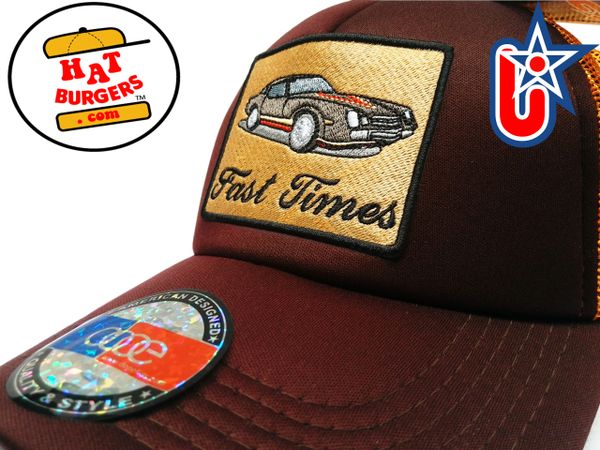 smARTpatches Truckers "Fast Times" Vintage 70's Sports Car Trucker Hat (Cinnamon & Orange)