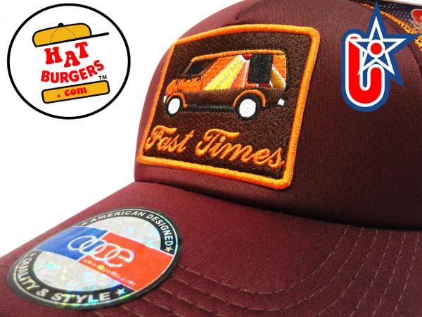 smARTpatches Truckers "Fast Times" Vintage Custom Van Trucker Hat (Cinnamon & Orange)