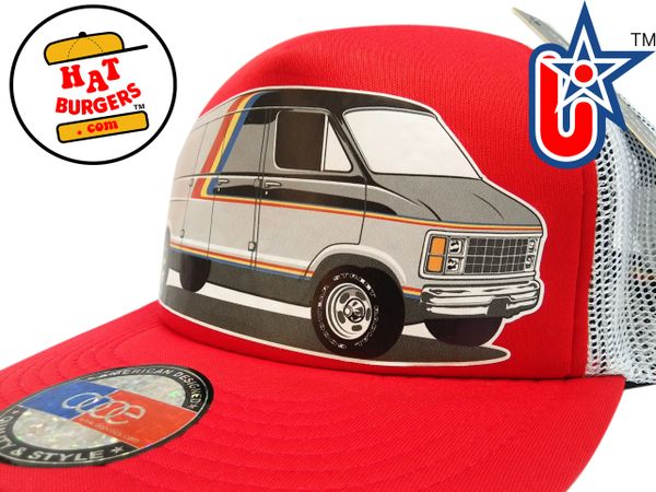 smARTpatches Truckers 70's Custom Van Trucker Hat (Red & White)