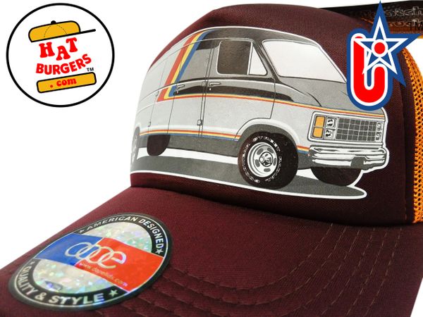 smARTpatches Truckers 70's Custom Van Trucker Hat (Orange & Cinnamon)