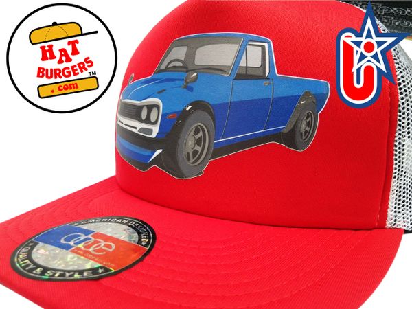 smARTpatches Truckers 70's Pickup Truck Trucker Hat (Red & White)