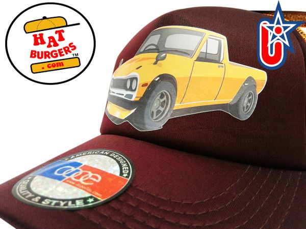 smARTpatches Truckers 70's Pickup Truck Trucker Hat (Orange & Cinnamon)