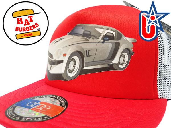 smARTpatches Truckers 70's Sports Car Trucker Hat (Red & White)