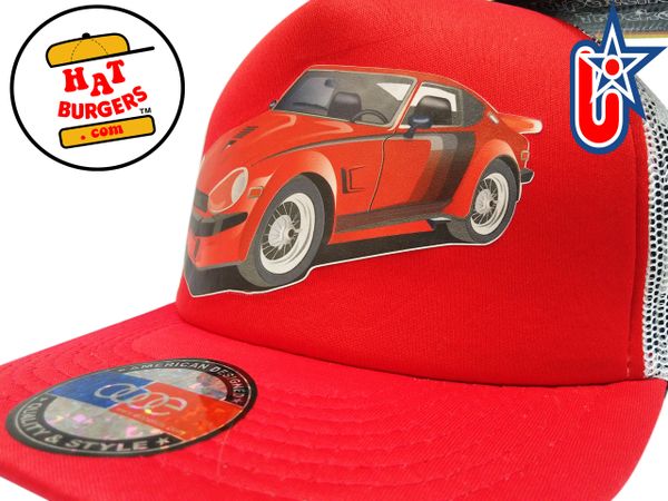 smARTpatches Truckers 70's Sports Car Trucker Hat (Red & White)