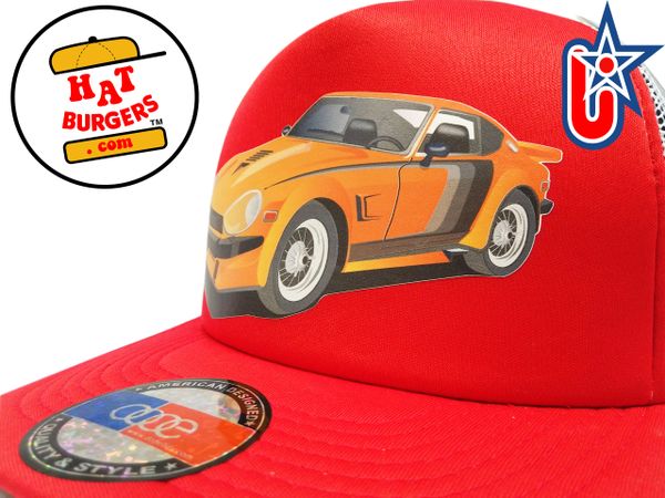 smARTpatches Truckers 70's Sports Car Trucker Hat (Red & White)