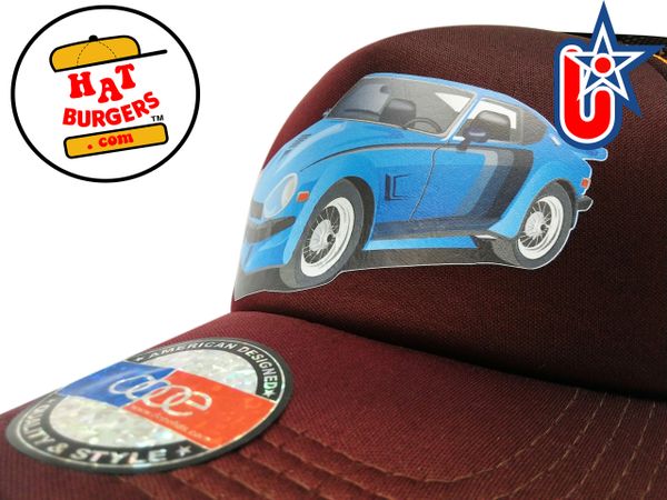 smARTpatches Truckers 70's Sports Car Trucker Hat (Orange & Cinnamon)